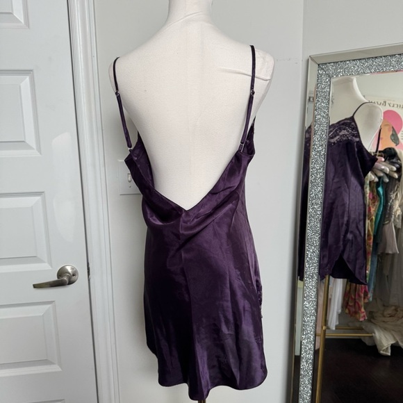 Vintage Elegant Purple Lace Trim Slip Dress Dark Fairycore Whimsygoth M - Picture 7 of 8